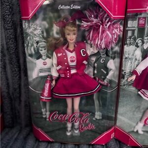 Coca-Cola Barbie Cheerleader Dolls in Red and White